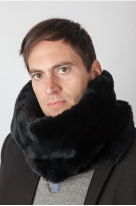 Black rex rabbit fur neck warmer